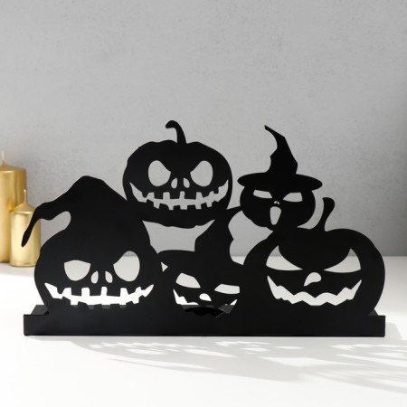 Summary Metal for 5 candles "Halloween. Pumpkin" Black 12.5x29.5x6 cm-2