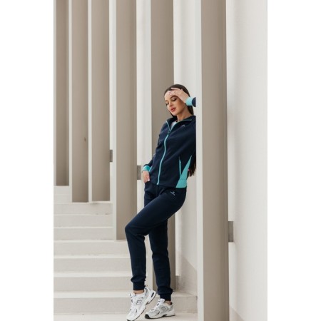 Female sports suit, size 50, dark blue color, turquoise-9