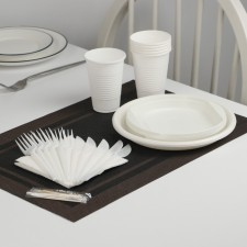 A set of plastic disposable utensils for 6 Person 