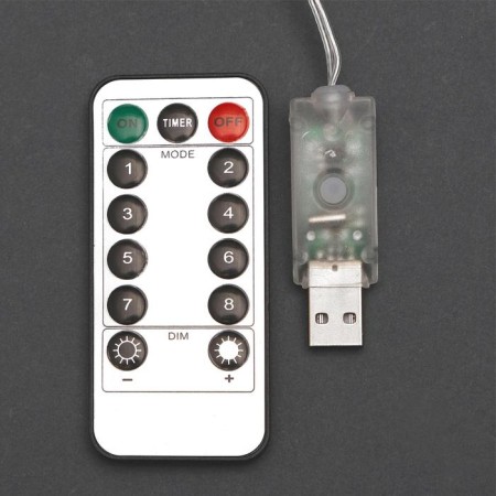 Garland "Curtain" 2.8 × 3 m dew on hooks, with a remote control, IP20, silver thread, 300 LED, white glow, 8 modes, USB-4