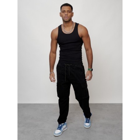 Cargo jeans male, size 44, black color-10