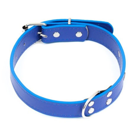 A collar made of artificial leather with a wool for engraving 52 x 2.5 cm, Osh 35-45 cm, blue-1