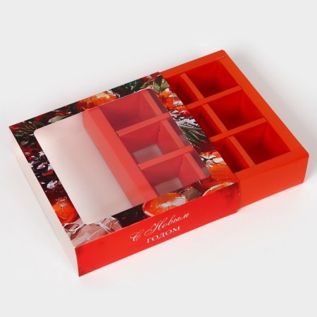 New Year. Box for 9 New Year's sweets, 13.8 x 13.8 x 3.8, confectionery packaging-4