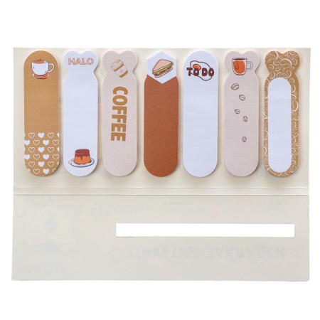 Bookmarks with adhesive edge of 18 x 65 mm, 7 colors x 20 sheets, paper, Devente Coffee 2011012-1