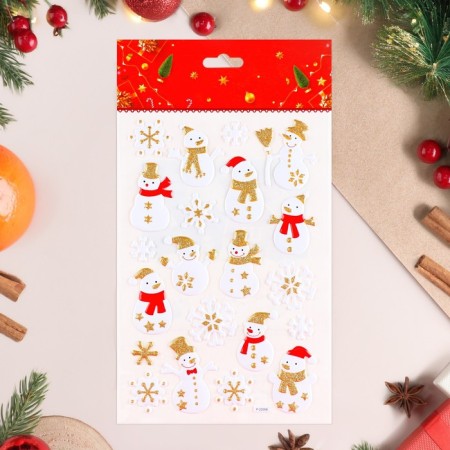 Stickers on the windows "New Year" snowmen, 25 x 14 cm-1