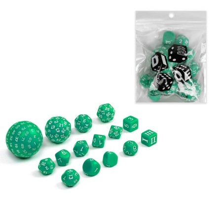A set of cubes for D&D (Dungeons and Dragons, DND) "Game time", Series: D&D, 15 pcs, Green