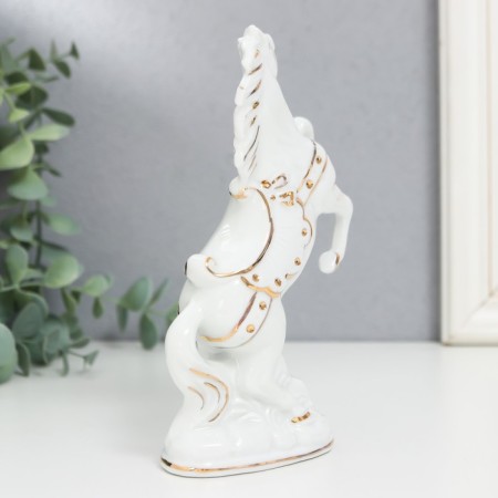 Souvenir Ceramics "Horse on the Highs" White with gold, 16x9x4.8 cm-3