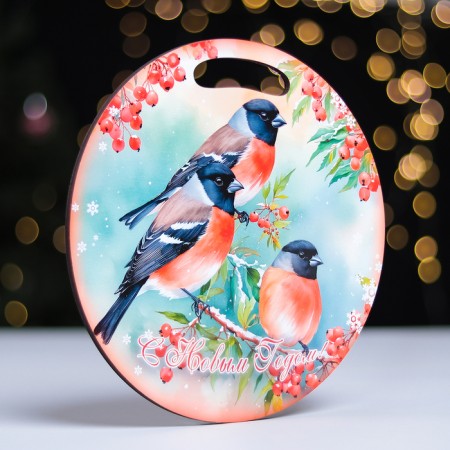 Dressing souvenir board "Birds. New Year", D-25.5cm-1