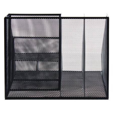 Stand for stationery, 7 departments, mesh, metal, black-3