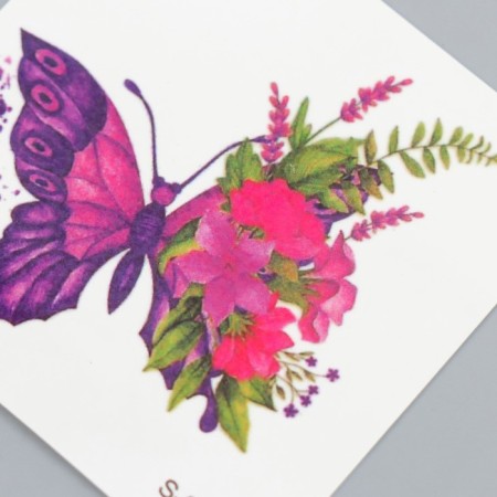 Tattoo on the body color "butterfly with a flower wing" 6x6 cm-2