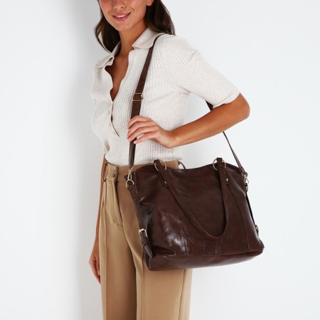 Zipper bag with zipper, brown color-8