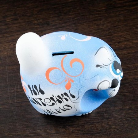 Pig a piggy bank "Cat tail pipe" 14cm, blue, mix-6
