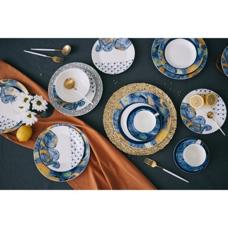 Service Porcelain Tea Dolyana "Star Night", 12 objects: 6 cups 250 ml, 6 saucer d = 15 cm-9