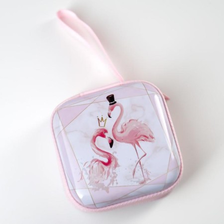 Board Metal on a zipper with a loop "Flamingo" 6.5x6.5x3 cm-2
