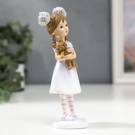 Souvenir Polystone "Baby with flowers in her hair, with a bear" 16x4.5x5.5 cm-2