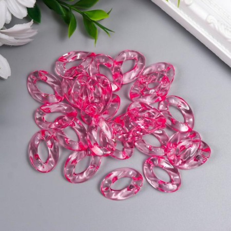 Decor for creativity plastic "Ring for the chain" transparent pink set 25 pcs 2.3x1.65 cm-2