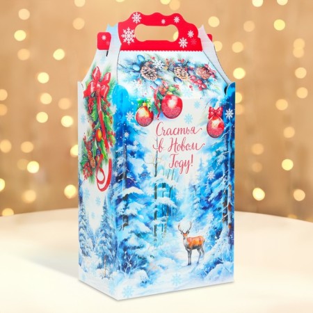 New Year. Gift box New Year's corporate party "Dream" with animation 20.3 x 12.3 x 41 cm.