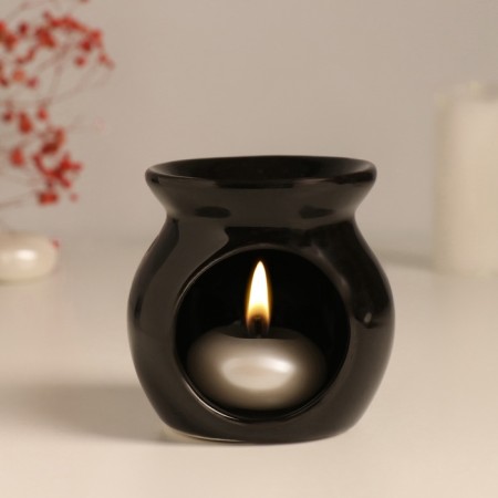 Aroma lamp ceramics "I love myself" black 7.2x7.2x7.8 cm-5