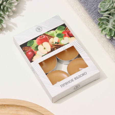 A set of tea candles flavored "spicy apple" in a gift box, 6 pcs-4
