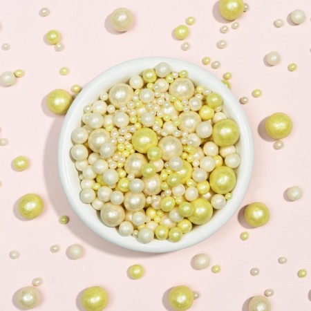 Sprinking confectionery "pearls", yellow, silver, 50 g-2