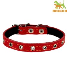Leather collar on synthetic winterizer, dimensionless, 37 x 1.5 cm, Osh 21-31 cm, red