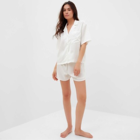 Female pajamas (shirt and shorts) KAFTAN SILK, R.48-50, White