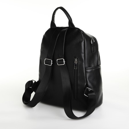 City backpack on lightning, from artificial leather, black color-3