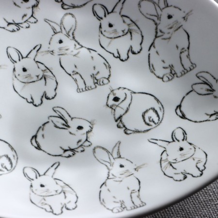 Ceramic plate "Easter bunnies", 13.5 x 13.5 cm, white color-2