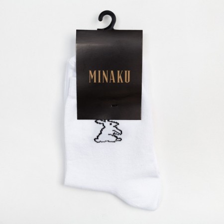 Women's socks minku "Bunny", white color, size 38-39 (25 cm)-3