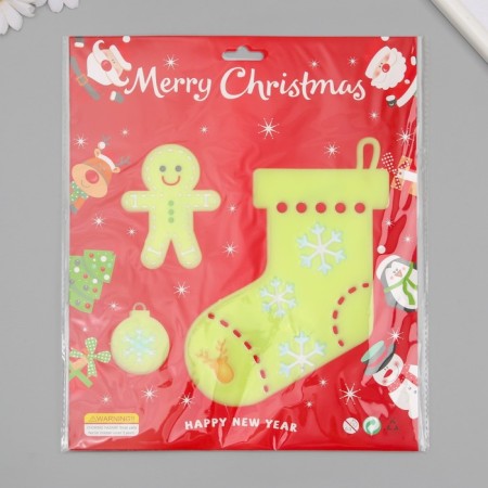 Stick phosphorus plastic "Christmas sock and gingerbread" set 3 pcs 28.5x23.5 cm-4