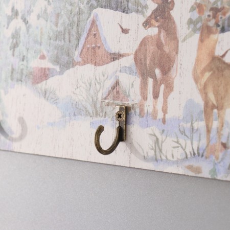 Decorative tree hooks "Deer at the snowy house" 23x15 cm-2