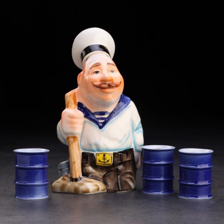Set of porcelain sample "sailor", with 3 glasses