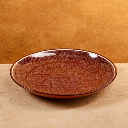 Round Light, 31 cm, Rishtan painting, brown