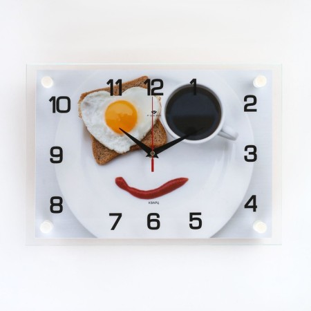 Wall clock: kitchen, "breakfast", silent, 25 x 35 cm