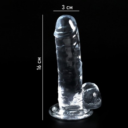 Falloimitator Oka-Khpoki, realist, on a suction cup, gel, 16 x 3 cm, transparent-5