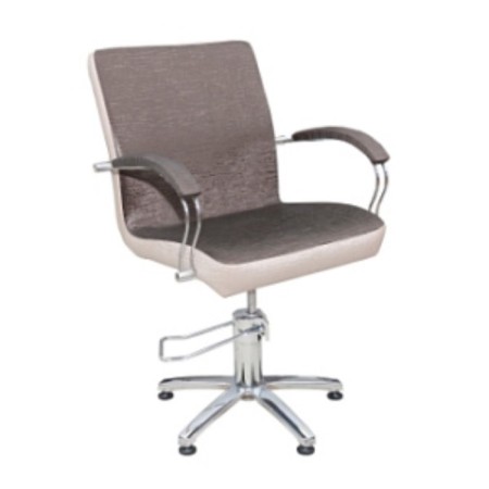 Armchair "Rimus", hydraulic lift, five -pound chrome, brown color, ivory kant