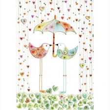 Turnowsky postcard “Two birds under an umbrella”, 16.7x11.8 cm