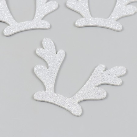 Decor "horns" 7.5x6 cm silver set 5 pcs foam glitter