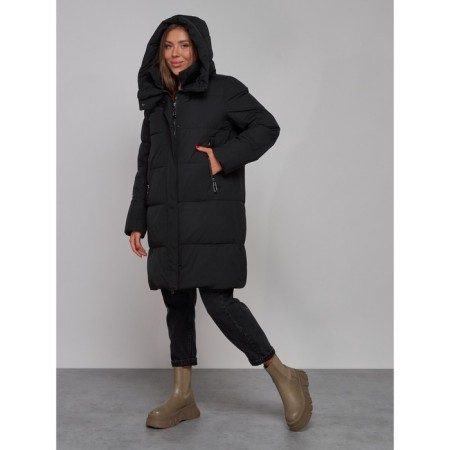 Coat insulated winter female, size 42, black color-6