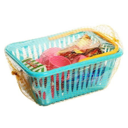 A set of dishes in a basket, 19 items, mix-2