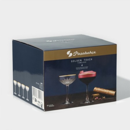 Timeless glass glasses set, 255 ml, 4 pcs, with a golden border-5