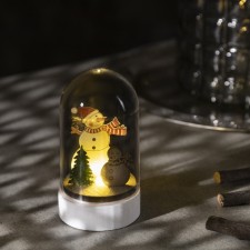 Светодиодная фигура под куполом «Снеговики» 6 × 9.5 × 6 см, дерево, батарейки LR1130х3, свечение тёплое белое