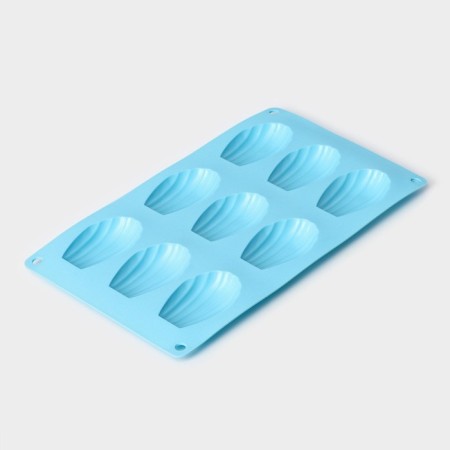 The form for baking the share "Underwater world. Shell ”, silicone, 28 × 17 × 2 cm, 9 cells (6.7 × 4.5 × 1.3 cm), blue color-3