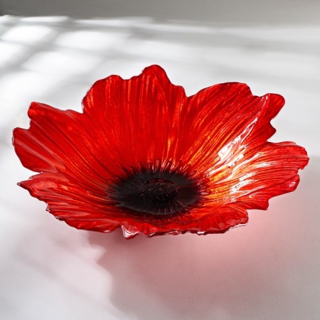 Serving dish "poppies", d = 30 cm, red color