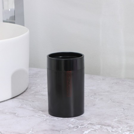 A glass for toothbrushes, 7 × 7 × 11.5 cm, black color