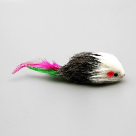 Fur "fluffy" with feathers 7.5 cm, mix of flowers-1