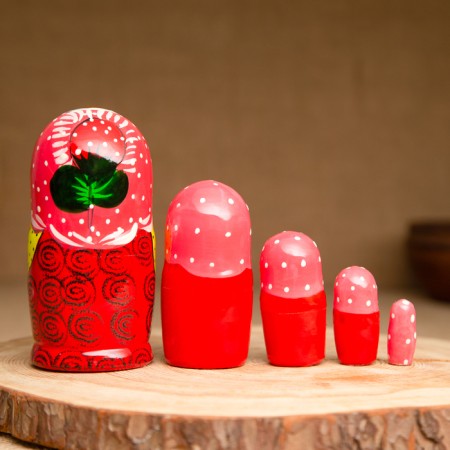 Matryoshka 5 puppet "Katya" berries, 12-13 cm, manual painting.-1