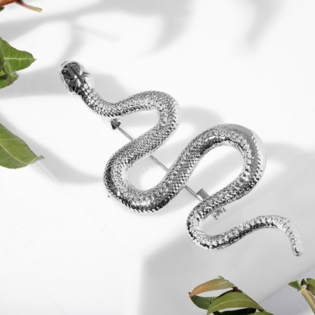 Brooch "Snake" winding, silver color