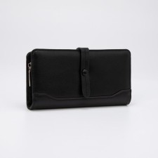 Women's wallet on the button, black color