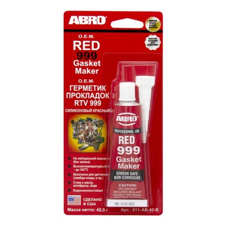 Hermatic gaskets ABRO 999 Silicone, Red, 42 g